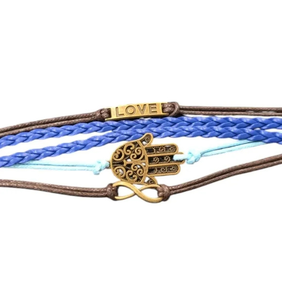 Love Charm Faux Leather Multi-layered Bracelet - Picture 1 of 3